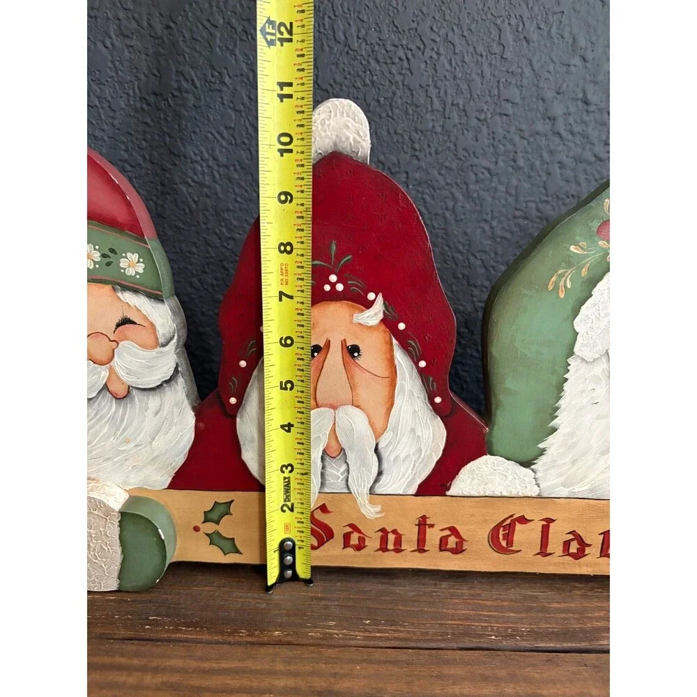 Vintage Wooden Santa Claus Tabletop Sign Art Christmas Decor Hand Painted 24